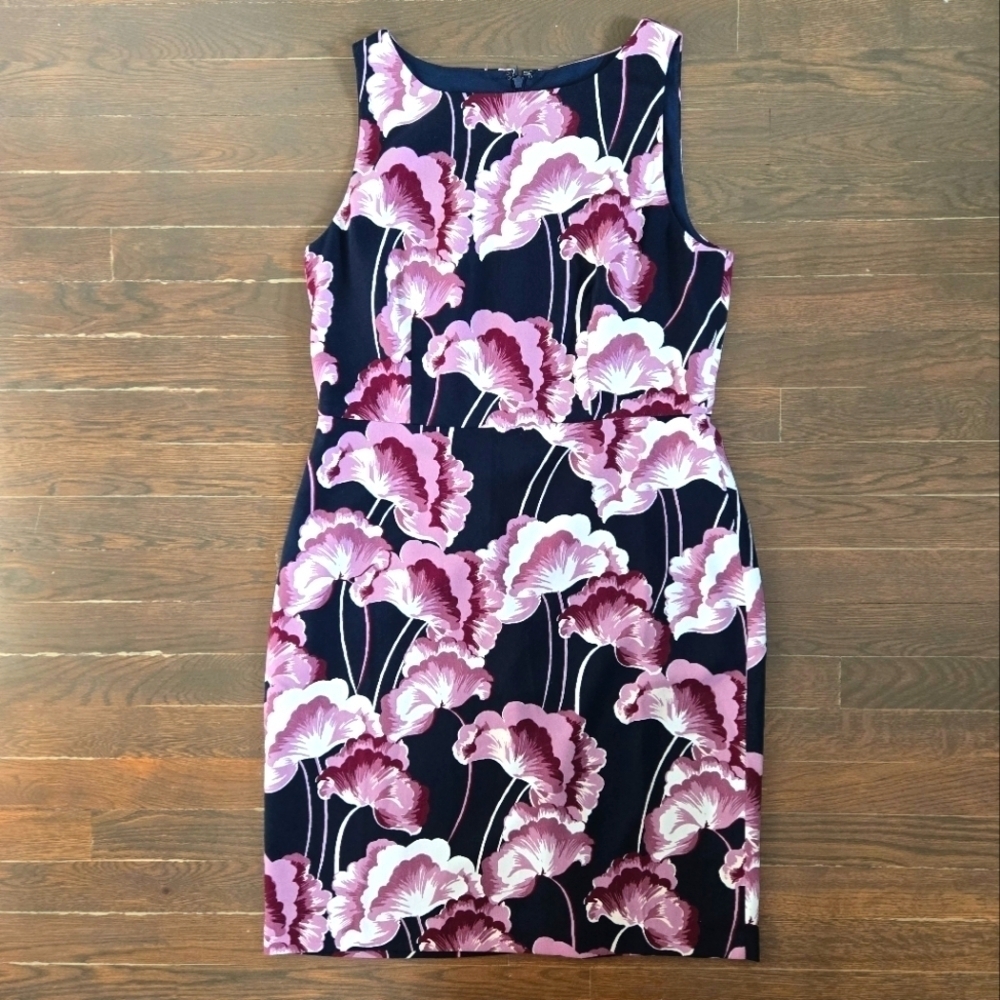 Ann Taylor factory purple pink floral bodycon mini dress sz 12
